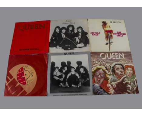 Queen, twenty Queen 7" singles including Excerpts from the Works Album (Flexi promo), Bohemian Rhapsody (picture sleeve), Sav