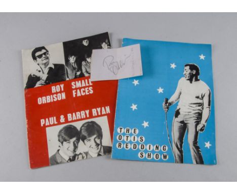 Small Faces / Roy Orbison / Otis Redding Programmes, two 1967 UK Tour Programmes, one of The Otis Redding Show in VG conditio