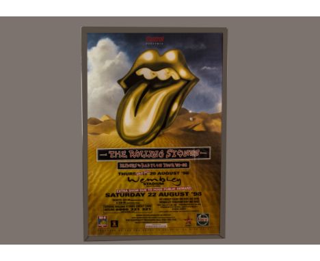 Rolling Stones, a large framed and glazed poster (108cm x 158cm approx.) Bridges of Babylon on Tour 97-98 Wembley Stadium Thu