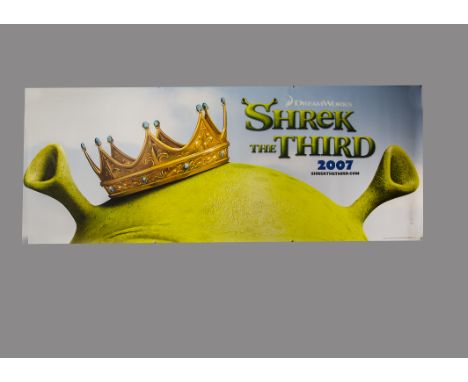 Shrek, four large vinyl wall hangings 1.2m x 1.8m portrait scrolled,  Shrek Forever After, What Shrek just Happened, Waffles 