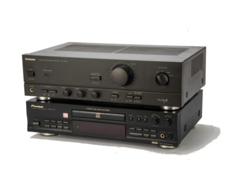 CD player-recorder/Amplifier, Pioneer compact disc recorder PDR-609 together with a Technics stereo integrated amplifier SU-V