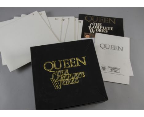 Queen, The Complete Works - Fourteen LP 1985 UK Box Set (QB 1) with Inner sleeves, Book, Itinerary and Tour Map. Box has some