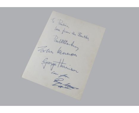 The Beatles / Signatures,  1963 Dezo Hoffman 6.5"x 8.5"  black and white promotional photograph, with signatures  to the reve