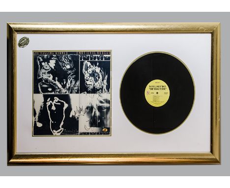 Rolling Stones / Autograph, Emotional Rescue LP cover with signatures to the front, framed and glazed with the record, sold w