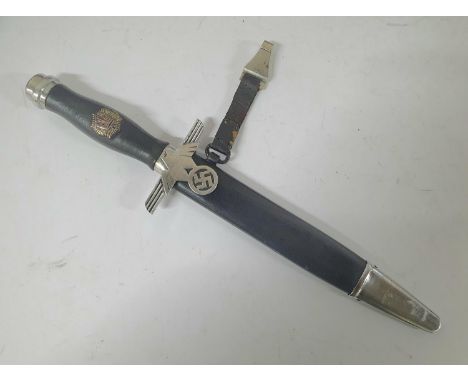 Third Reich 1936 Model RLB [Reichsluftschutzbund] dagger by Paul Weyersberg & Co. Solingen.The grip is a carved wood base. Th