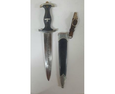 SS Dagger with etched inscription - SS Oberstamfurhrer ADOLF AX, SS Abschnitt XI 1934 to the top metal part of the scabbard, 