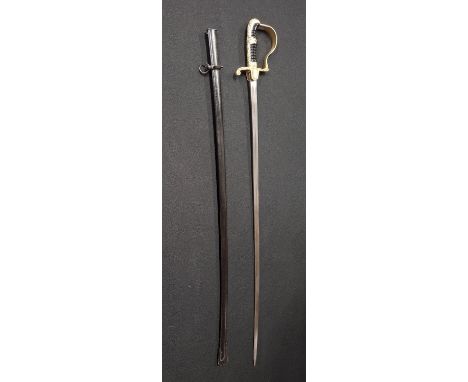 Unmarked German WWII era decorative light sword with black painted scabbard, possibly German factory made just post war,