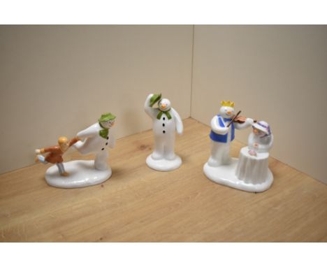 A group of three Coalport Characters 'The Snowman' figure groups, comprising At The Party limited first edition 562/2000 with