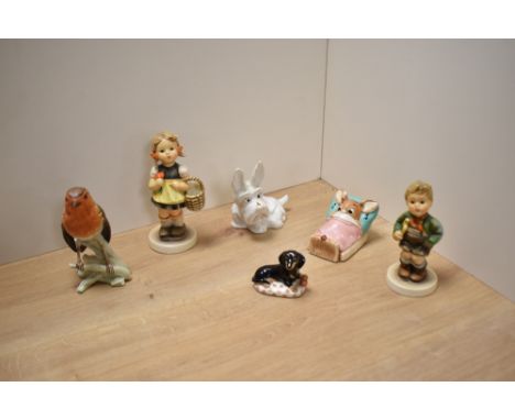 A Beswick Pottery 'Dog With Ladybird On Nose' designed by Mr Watkin for the Fun Models series, number 813 10cm, sold along wi