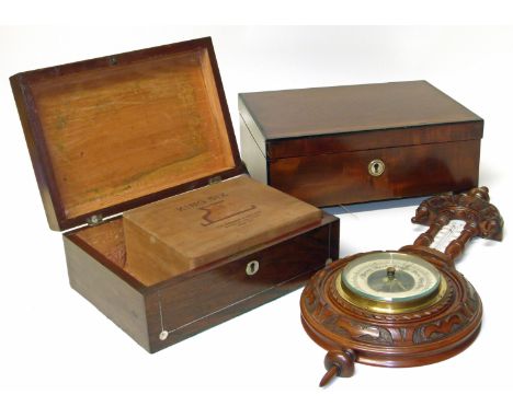 Victorian mahogany aneroid barometer and two boxes Condition reports are not available for Interiors  Sale