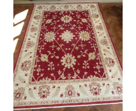 Modern Indian woollen 'Chobi' carpet 217 x 308cm (with certificate dated 2015). Condition reports are not available for Inter