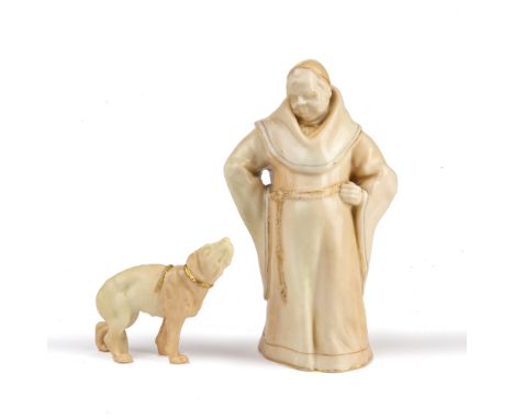 Two Royal Worcester figures 19th Century, probably by James Hadley, of Friar Tuck looking down and a separate model of a hung