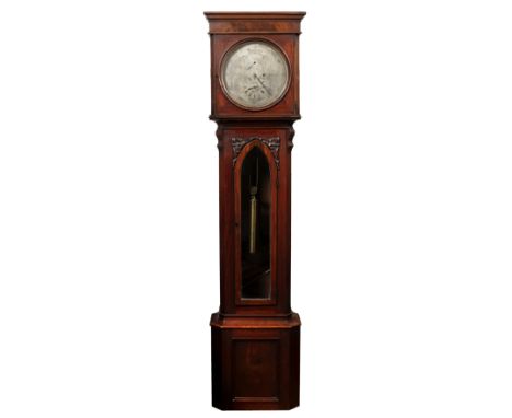 Victorian Scottish regulator longcase clock the 12 inch circular silver dial with subsidiary minutes and hour dial and outer 