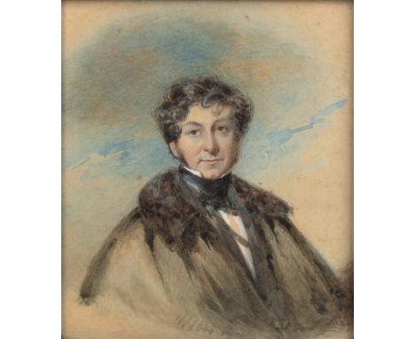 Circle of William Powell Frith watercolour portrait of Rev'd Henry Graver Ord, Vicar of Mortimer, Berks. inscribed verso 'Pai