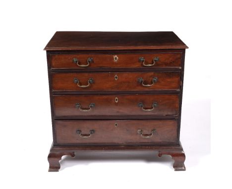 Mahogany chest of drawers  George III, with four graduated drawers on bracket feet, 83cm x 82cm x 48cm 