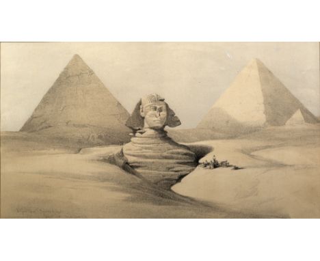 After David Roberts The Great Sphinx, Pyramids of Gizeh, lithograph, pub'd by F. G. Moon 1846, 29.5cm x 52cm