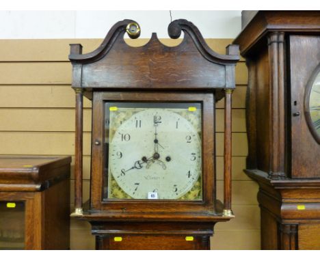 An early 19th Century oak Llanrwst longcase clock (Ysbyty Ifan Family), eight day twin weight movement striking on a bell, th