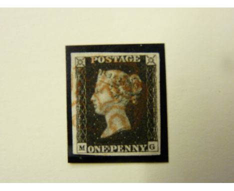 Stamps-A Victoria Penny Black M-G, 3 close margins, light cancellation