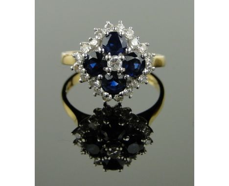 18ct gold sapphire & diamond cluster ring
setting width 14 mm, size N