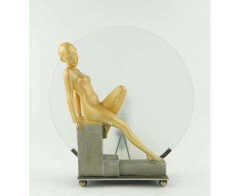 Art Deco plaster lady table lamp,
height 13.5".