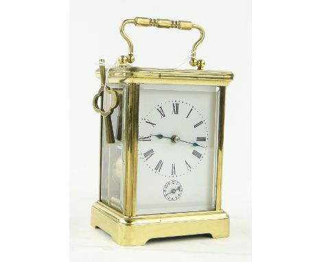 Brass cased carriage clock with alarm,
height 5.75".