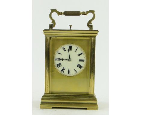A brass cased French repeat carriage clock,
GWO, height 4.5".