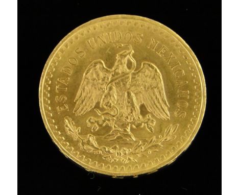 A Mexican gold 50 Pesos coin
41.7g.