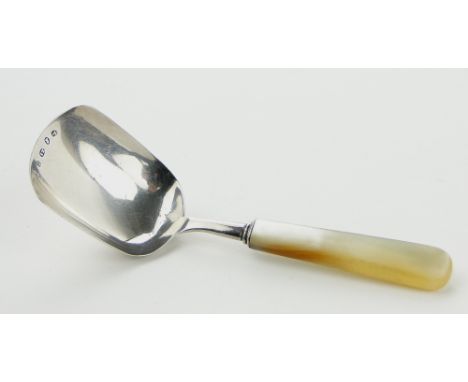 A 19th century silver caddy spoon
circa 1840 with mother of pearl handle, makers mark I T.