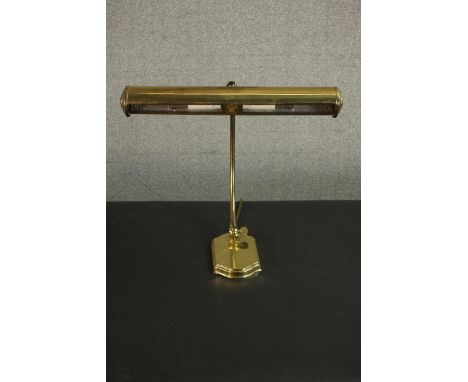 A 20th century brass picture lamp. H.35 W.35cm. 