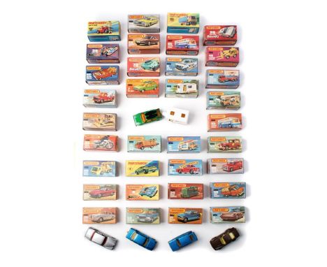 Boxed Matchbox 75 c1979 Lesney series die-cast model vehicles to include, 3 Porch Turbo, 4 Pontiac Firebird, 7 VW Golf, 11 Ca