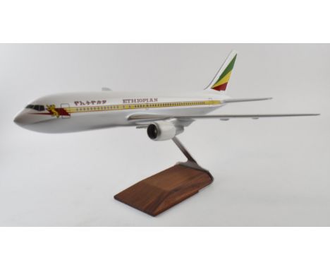 Travel Agents window display Boeing 767 aircraft. Rare Ethiopian Airlines Livery.  Model by Wesco Models International, Calif