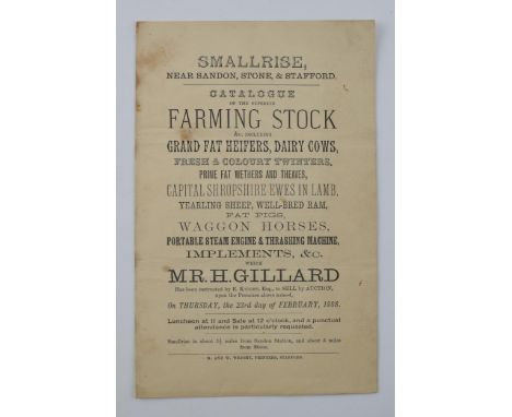 Sandon (Staffordshire) sales catalogue 1888 for a farm sale to include a steam engine.  