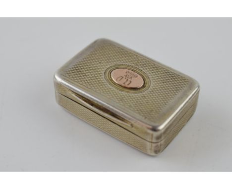 Georgian silver snuff box, gilded interior, raised thumb piece, London 1795, 21.0 grams.  