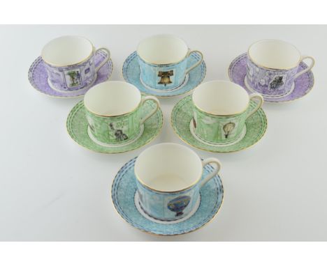 Wedgwood Millennium cups and saucers to include 6 duos (12 pieces).  In good condition with no obvious damage or restoration.