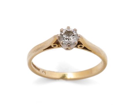 18ct gold diamond ring, set with 0.15ct diamond stone, 2.2 grams, size L/M.  