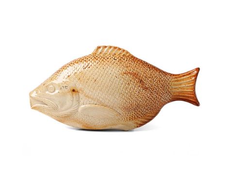 19th century saltglazed novelty fish spirit flask. Length 31cm.  in good condition with no signs of restoration or damage.