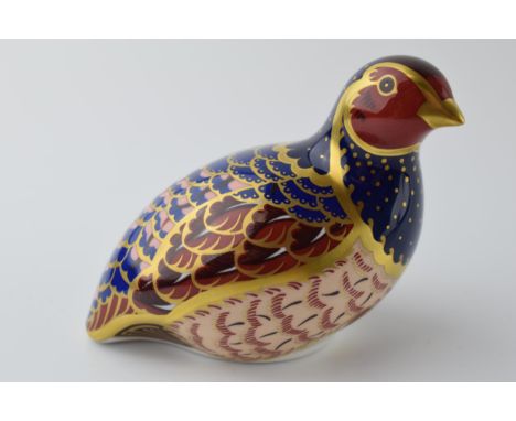 Royal Crown Derby paperweight in the form of a Partridge, limited edition, first quality with gold stopper.  In good conditio