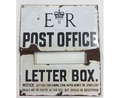 An old cast iron and enamel Post Office 'Letter Box' mount. Est. £40 - £60.