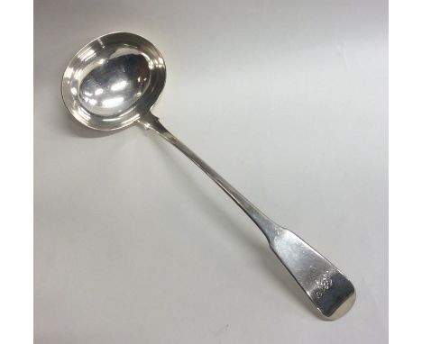 A heavy Scottish silver fiddle pattern soup ladle. Edinburgh. By JW&amp;H. Approx. 150 grams. Est. £100 - £150.