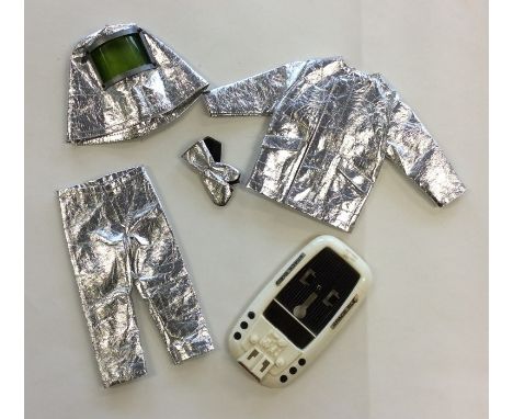 ACTION MAN: A silver coloured moon suit together with a space sled. (One glove). Est. £10 - £15.