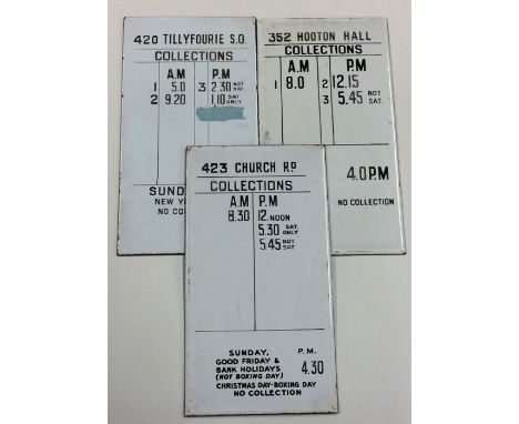 Three steel and enamel Post Office 'Collections' plaques. Est. £20 - £30.