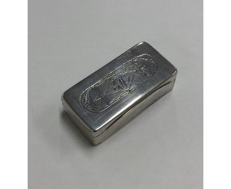 A Portuguese silver rectangular hinged top snuff box with wriggle work decoration. Approx. 63 grams. Est. £50 - £80.