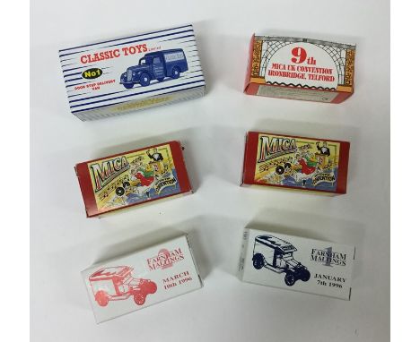 A selection of five various boxed MATCHBOX model toy vehicles together with a boxed DINKY Classic Toys Ltd Door Step Delivery