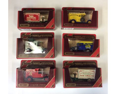 MATCHBOX: Six boxed "Models of Yesteryear" toy vehicles comprising Y-12 1912 Model 'T' Ford Heinz, Y-19 1929 Morris Cowley Va