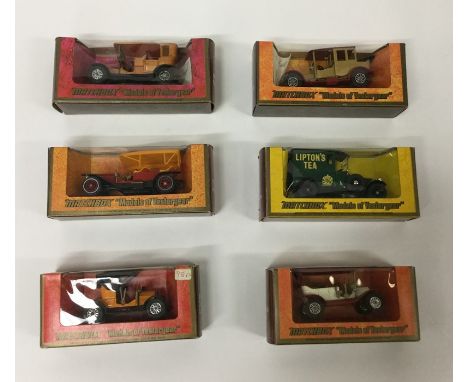 MATCHBOX: A selection of boxed model toy vehicles comprising a 1912 Rolls Royce numbered Y-7; a model 'T' Ford numbered Y-1; 