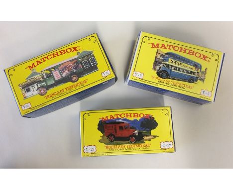 MATCHBOX: Three various boxed Models of Yesteryear toy vehicles comprising of a 1929 Leyland Titan, numbered  Y-5, a 1926 For