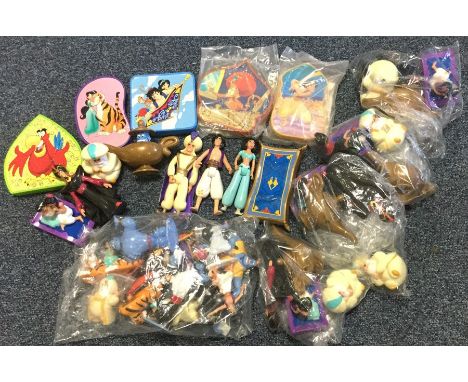 Five unwrapped sets of four 'Disney's Aladdin' McDonald's toys together with three MATTEL 1992 figures excluding packaging co