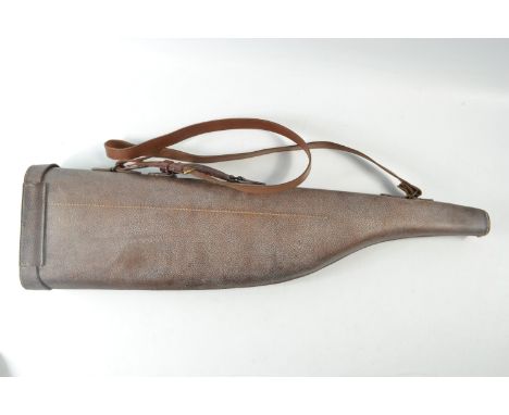Vintage brown leather shot gun case with brass lock