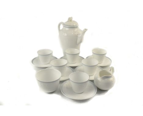 Early 20th century Copeland Spode 'Blanch de Chine' patterned 6 piece coffee set, with coffee pot, sugar and cream. [15 piece