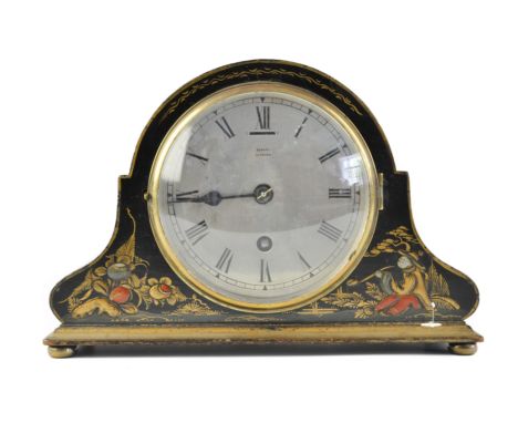 Chinoiserie decorated mantle clock by Edward of Glasgow approx 15cm high